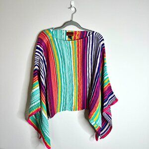 Missoni Colorful Striped Knit Poncho Cardigan Artsy Eclectic Oversized One Size